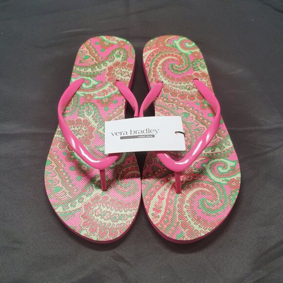 BNWT Vera Bradley Capri Pink Flip Flops-Medium 7/8 - Picture 1 of 5